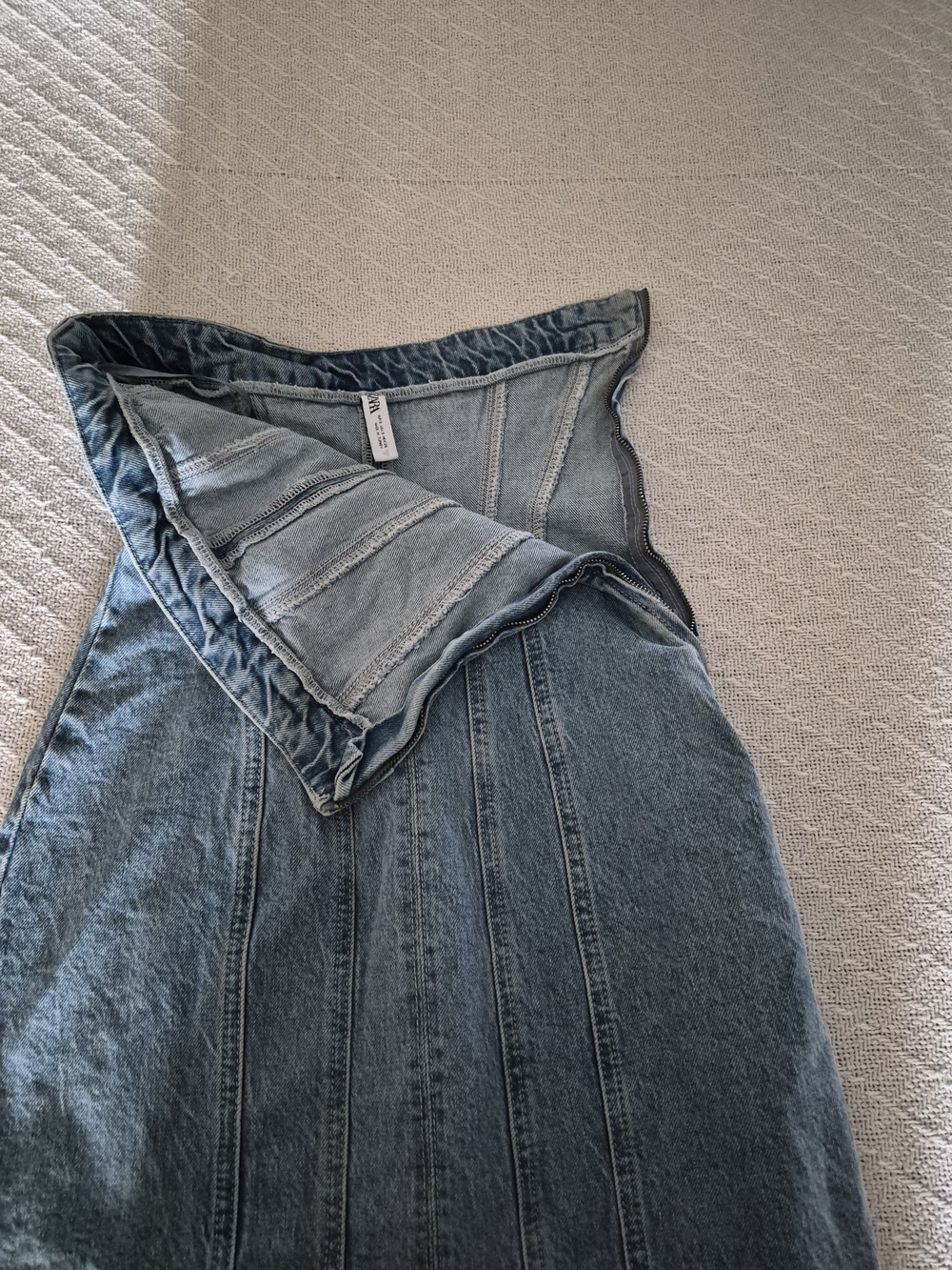 Zara Light Blue Strapless Denim Mini Dress - Picture 4 of 6